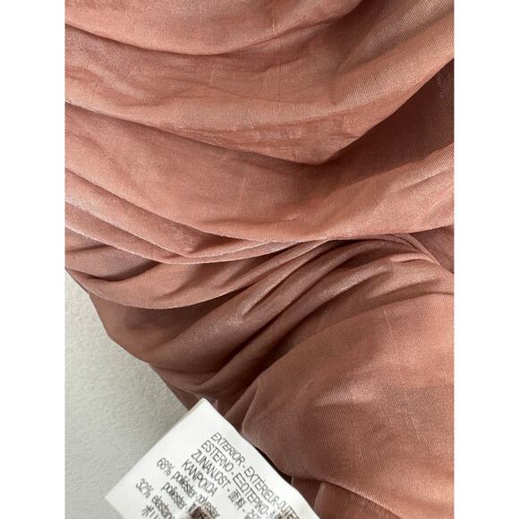 Zara Fitted Asymmetric Draped Organza Dress Medium One Sleeve Ruched Cocktail - Picture 6 of 14